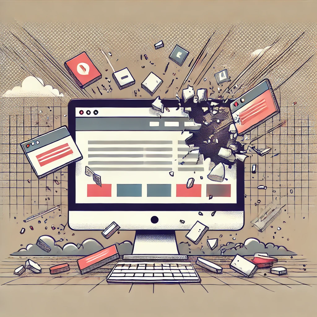 Functioning Website Triumphs Over a Pretty One. Image of a broken monitor | Eights Hats in Lafayette, LA