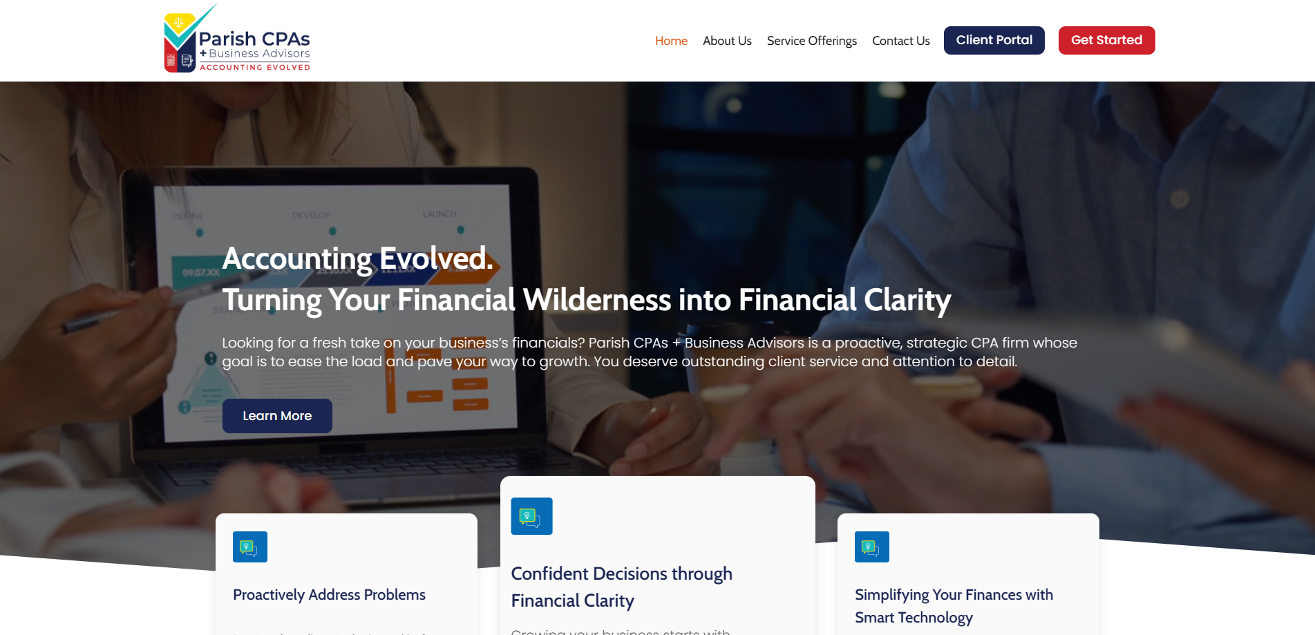 Parish CPAs Business Advisors Website Design and Development Featured