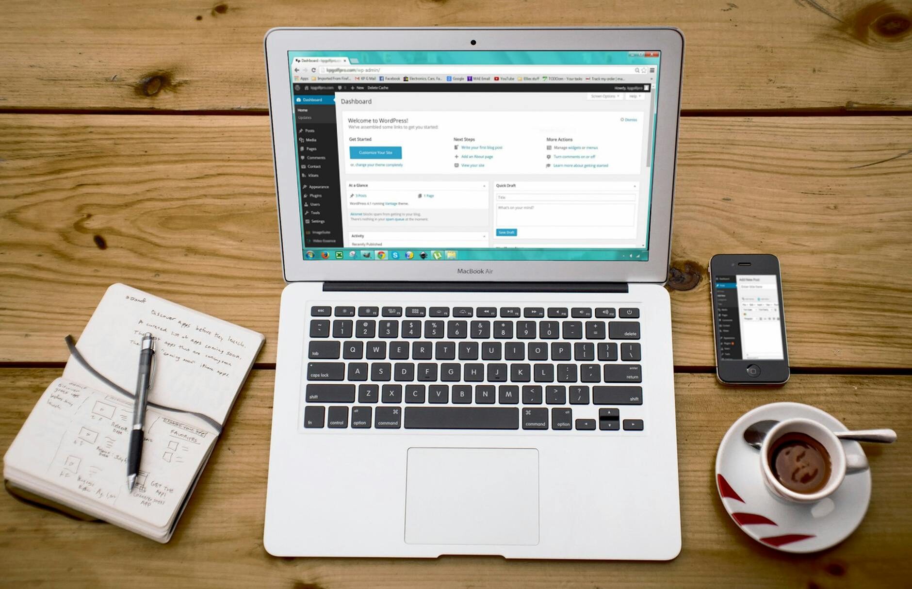 Managed WordPress hosting dashboard on a Lafayette agency desk