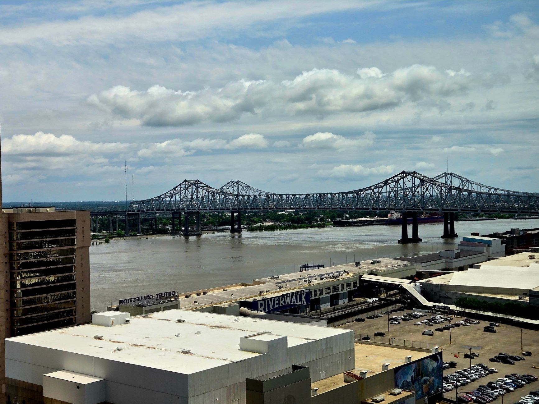 Baton Rouge skyline with WordPress web design workspace overlay