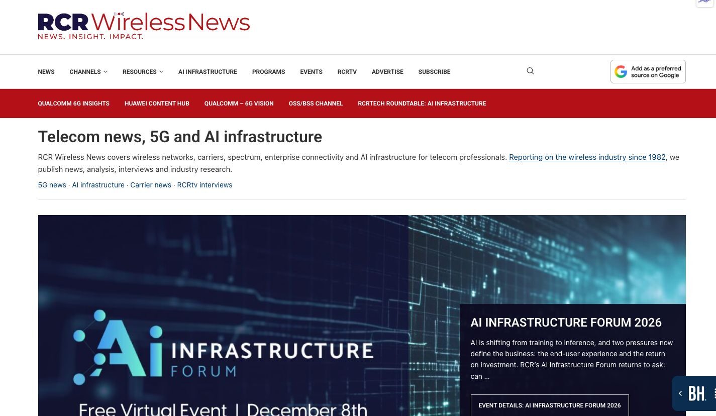 Search Engine Optimization 1 RCR Wireless News website on desktop