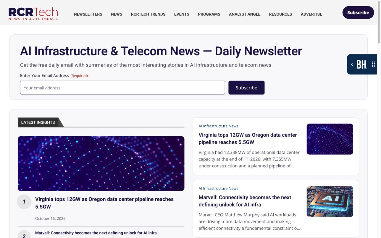 RCRTech news website on a desktop screen